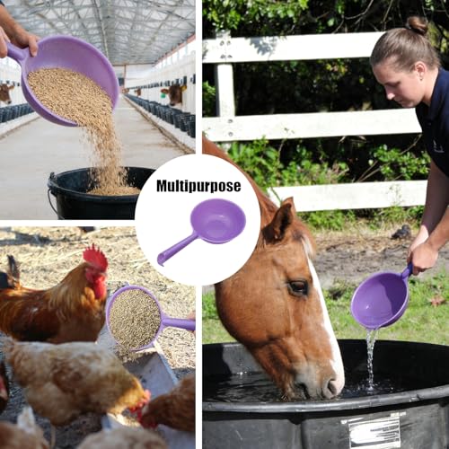 2 Quart Large Feed Scoop with Long Handle Grain Scoop for Horse Livestock Farm Large Dogs Water Ladle 8 Cups (Light Purple)