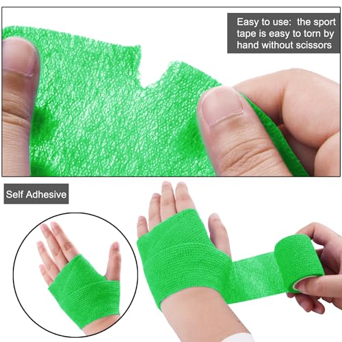 BQTQ 40 Rolls Self Adhesive Bandage Wrap 2 inch Self Adherent Tapes(Green) - color: Neon Green, size: 2 Inch