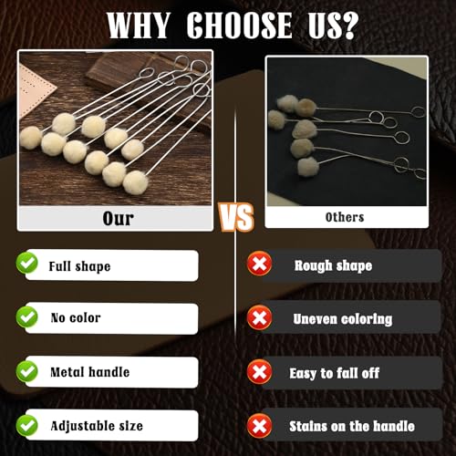BUTUZE 15 Pcs Wool Daubers, Wool Daubers for Leather Dye - size: 10 Pcs