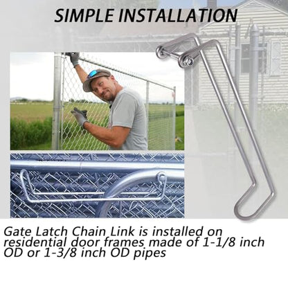 Over Throw Wire Arm Top Gate Latch Chain Link,13.5" Long | Over Wire Arm Throw Over Latch Fits for Double Drive Chain Link Gates With 1-1/8" Or 1-3/8" OD Round Tube Residential Frames