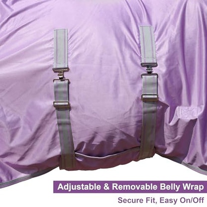 LEAFOREST Horse Fly Sheet with Neck Cover & Belly Band Mesh UV Protection - size: 66 IN