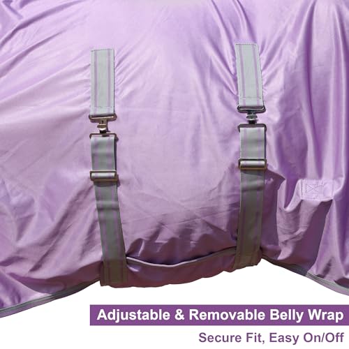 LEAFOREST Horse Fly Sheet with Neck Cover & Belly Band Mesh UV Protection - size: 69 IN