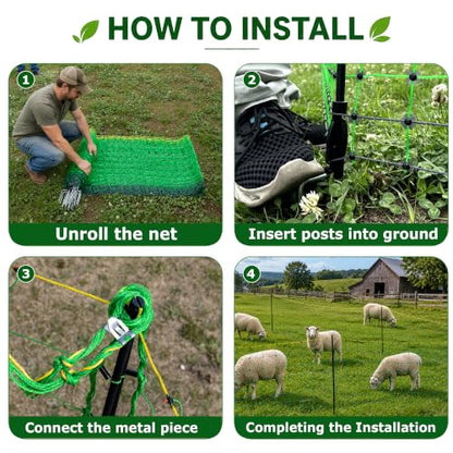 Electric Fence Netting, 49.6" H x 164'L, Electric Poultry Fence, Net Fencing Kit, Movable Livestock Nets for Yard,Backyards,Farms,Ranches, Energizer Not Included - size: 164'L x 49.6" H