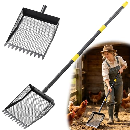 Chicken Poop Scooper, 42-84" Adjustable Chicken Coop Pooper Scooper, Black