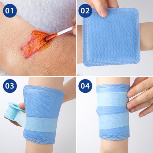 Super Absorbent Dressing Non-Adhesive Wound Pads 4'' x 4'' Ultra Absorbent Bandage for Wound Care Drainage Pressure Ulcers 6 Pack