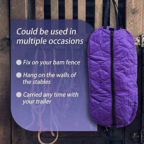 Bridle Bag for Horses, Durable Nylon Bridle Halter Bag with 3 Layers Padded Horse Tack Carry Bag-Large Capacity Protect Tack - color: Purple