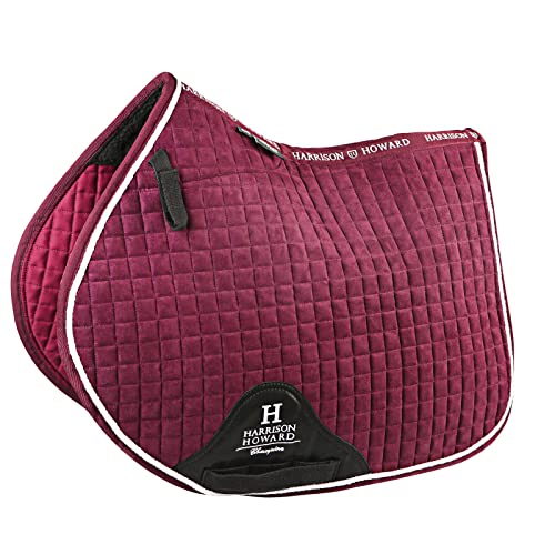 Harrison Howard Close Contact Saddle Pad Non-Slip Suede Outer Perfect for Use with Jumping Saddles - color: Burgundy