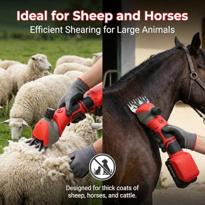 Sheep Shears, 20V Brushless Sheep Clippers, 2x4.0Ah Batteries Sheep Trimmer, Heavy Duty Cordless Shearers for Horse Goat Livestock