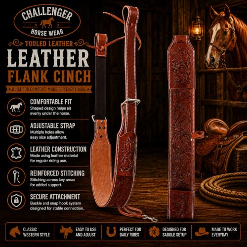 CHALLENGER Horse Western Carved Leather Rear Flank Back Cinch Girth Saddle Billets 9774-80 - color: Tan, size: 32"