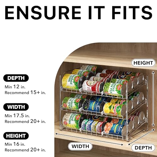 Simple Houseware 3-Tier Stackable Can Organizer Rack Hold 36 Cans, Chrome - color: Chrome