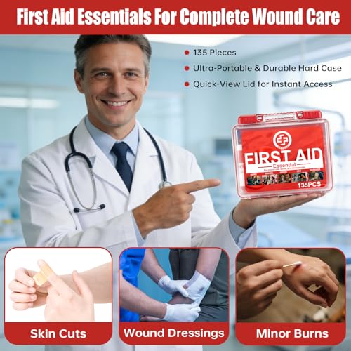 Gevoke Mini First Aid Kit - 135 Piece HardCase First Aid Box, Small - size: Small