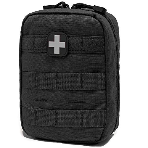 Carlebben EMT Pouch MOLLE Ifak Pouch Tactical MOLLE Medical First Aid Kit Utility Pouch (With Medical Supplies) - color: Black