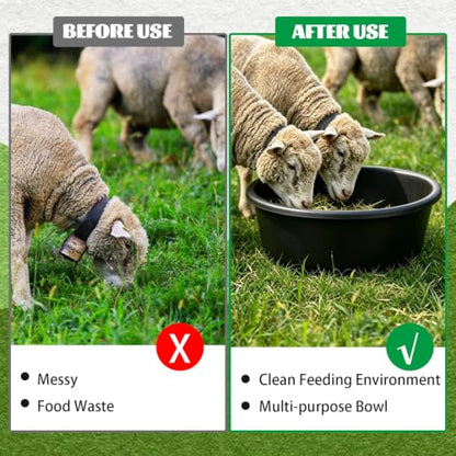 4pcs Rubber Feeder Pan - 1 Gallon Horse Feed Bucket - Animal Feed Bowl for Goat Chicken Dogs