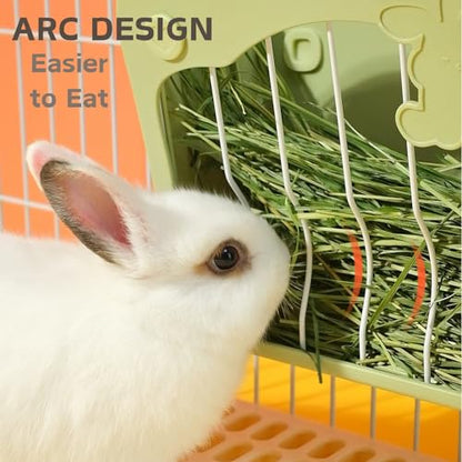 Rabbit Hay Feeder, Hanging Feeding Hay Rack for Small Animals Rabbit, Dwarf Rabbit, Guinea Pig (Green)