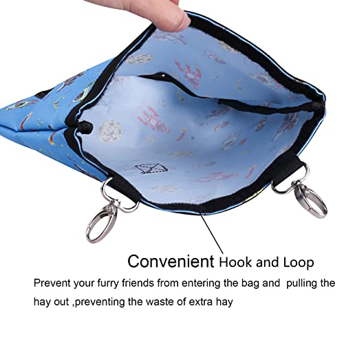 Rabbit Hay Feeder Bag Hanging Hay Rack (Pattern Blue, 2 Windows) - color: Pattern Blue