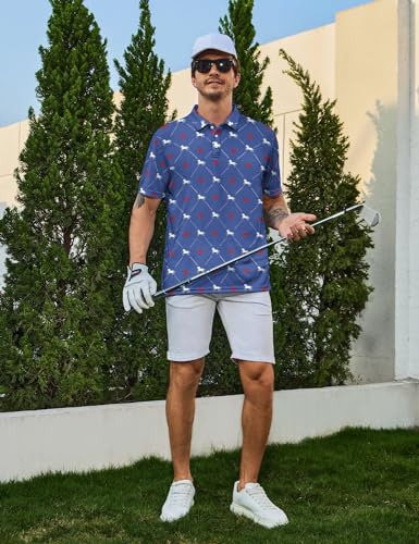 Men‘s Golf Shirt Funny Polo Shirts Short Sleeve Golf Polo Shirts Gifts Print Shirts - color: Style-polo-a6, size: Medium