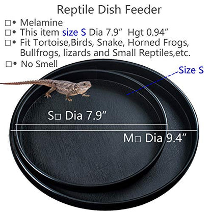Reptile Water Food Dish Bowl Turtle Feeder Tortoise Feeding Dish Container (S, Black) - color: Black, size: S