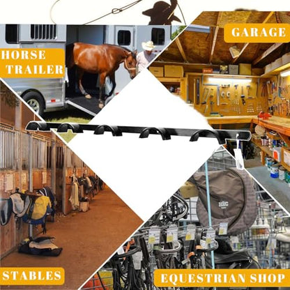 2Pcs Wall Mounted 5 Spot Bridle Rack - Rounded Tack Rack for Hanging Horse Bridles, Halters, Reins