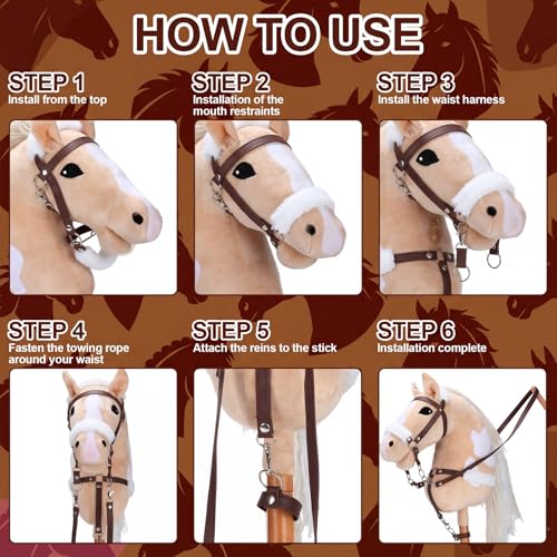 Shappy Hobby Horse Bridle Toy Accessories,Brown - color: Brown