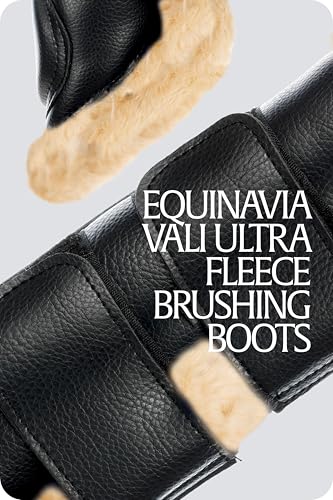 Equinavia Vali Ultra Fleece Brushing Boots | Faux Leather Outer | Luxurious Ultra Fleece Lining Splint Boots - Black/Natural - XL - color: Black, size: X-Large