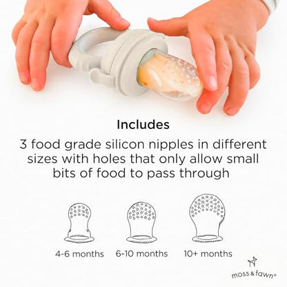 Moss and Fawn Forage Feeder - Silicone Baby Fruit Feeder - Ecru | Frozen Breast Milk Popsicle Teether & Pacifier, BPA, PVC & Phthalate-Free - color: Ecru