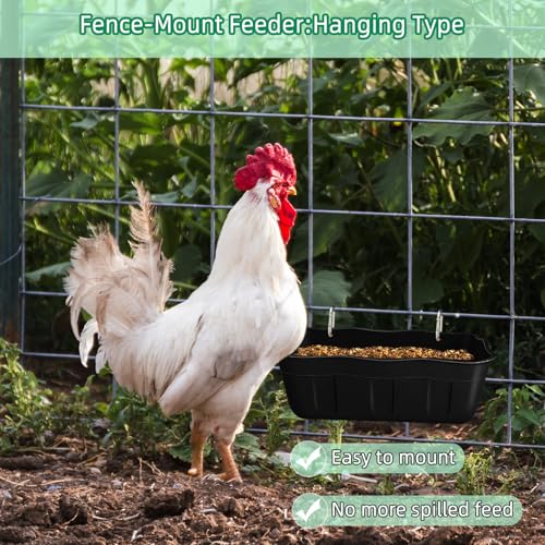 Chicken Feeder Waterer,Hanging Goat Feeders,Feed Trough 3.5 Quart 3 Pack,Hanging Fence Feed Trough for Poultry Livestock,Black - color: Black, size: 3.5 Quart (3 Pack)