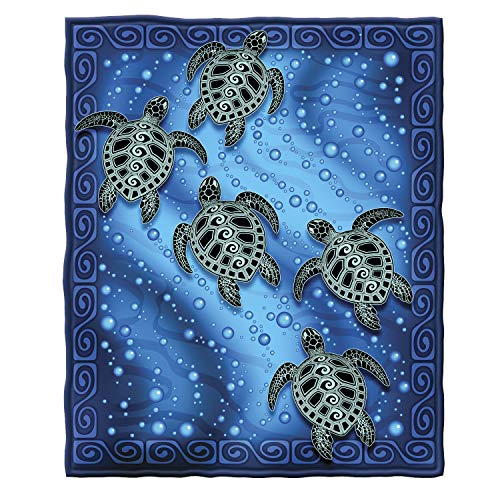 Dawhud Direct Sea Turtle Fleece Blanket for Bed, 50x60 Inches Super Soft Plush Ocean Blanket - Queen Size