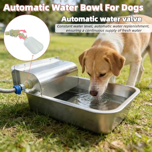 Stainless Steel Automatic Dog Water Dispenser,Adjustable Float Valve - size: Large - Adjustable Water Level