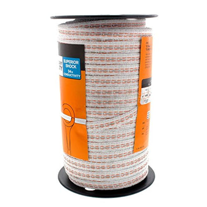 Gallagher 1/2" x 656' Electric Fence Turbo Polytape with Copper and Stainless Steel Strands | 34x More Conductivity Than Standard Polytape | Electric Fencing for Horses and Livestock