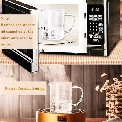 Glass Pitcher with Lid, 6"*3.14" Glass Water Pitcher, 17OZ/500ML Glass Pitchers with Handle and Lid for Tea, Milk, Coffee, Kitchen or Restaurant (1-Pack 500ml(17Oz)) (1-Pack 500ml(17Oz))