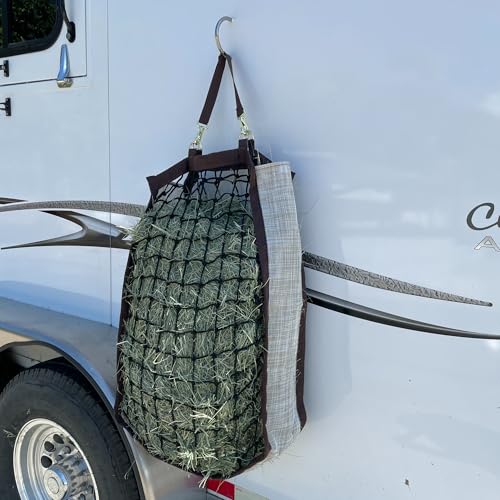Slow Feed Hay Bag, 2 Flake, Durable Nylon Straps, Desert Sand | Slow feed design extends meals for better digestion and calmer feeding, extra durable nylon straps - color: 500-Desert Sand