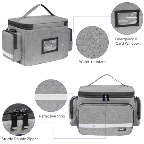 LEFOR·Z Small Medical Bag,First Aid Bag Empty,Home Health Nurse Bag with Detachable Divider,Medical Supplies Storage Tote for Nursing Student,Therapist,Doctors,Grey(11.75 x 7.6 x 8 inch) - style: Gray-small