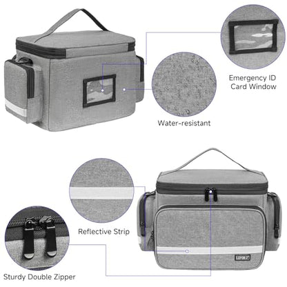 LEFOR·Z Small Medical Bag,First Aid Bag Empty,Home Health Nurse Bag with Detachable Divider,Medical Supplies Storage Tote for Nursing Student,Therapist,Doctors,Grey(11.75 x 7.6 x 8 inch) - style: Gray-small