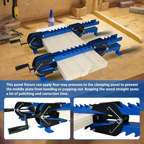 2-Pack 19" Panel Clamps for Woodworking fits 2" to 17" Wide Woodworking | 4-Way Pressure Steel Parallel Clamp For Board Cabinet,Tabletops, Woodwork,with Clamp Rails And Fixable Feet，Keeps Boards Flat