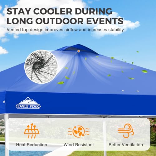 EAGLE PEAK 10x10 Pop Up Canopy Tent Easy Up Canopy Outdoor, Blue - color: Blue, size: 10x10