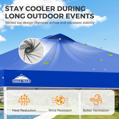 EAGLE PEAK 10x10 Pop Up Canopy Tent Easy Up Canopy Outdoor, Blue - color: Blue, size: 10x10