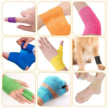 36PCS Self Adhesive Bandage Wrap, 4 Inch × 5 Yard Breathable Elastic Cohesive Bandage Wrap, Athletic Cohesive Tape, Vet Wrap for Wrist, Ankle, Sprains, Swelling(Multicolored)