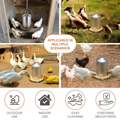 6.6lb Stainless Steel Hanging Chicken Feeder, Metal No Waste Poultry Feeder, Rustproof, Reusable, Long-Lasting, Gravity Feed Chicken Coop Accessories for Chicken, Geese, Duck, Hens, Rooster, Chick - color: 6.6lb
