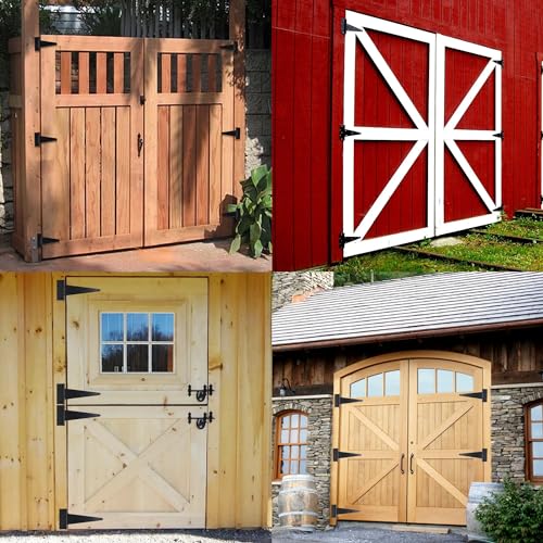 8 Inch T-Strap Gate Hinges, Heavy Duty Shed Barn Door Hinges, Black Tee Hinges for Wooden Fence, Yard Gate, Wrought Hardware Iron Rustproof (2 Pack) - size: 8 Inch