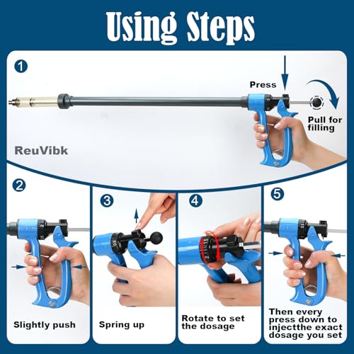 25ml Repeating Livestock Syringe Gun–Long Pole Veterinary Injector - size: 25ML