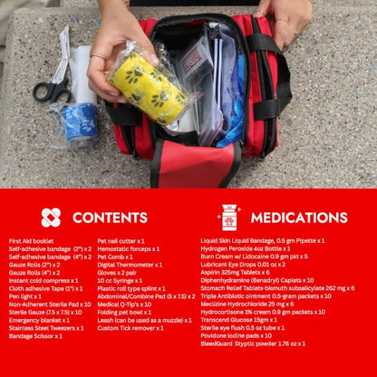 Cat & Dog First Aid Kit with Thermometer & Bandages (Medium) - size: Medium