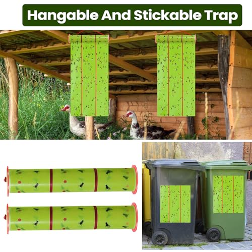 Qualirey 1 Pcs Giant Flypaper Fly Traps, 295ft Sticky Fluorescent Green - color: Fluorescent Green