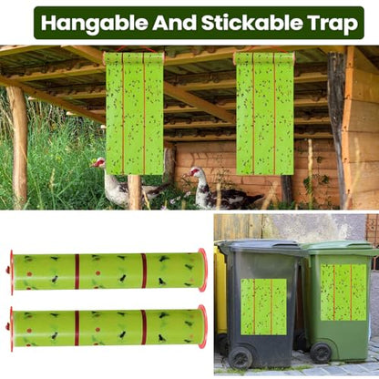 Qualirey 1 Pcs Giant Flypaper Fly Traps, 295ft Sticky Fluorescent Green - color: Fluorescent Green