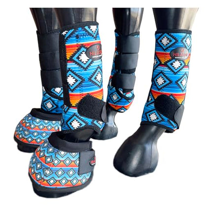 HILASON Med Horse Medicine No Turn Bell Boots Sports Front Rear Hind Leg Protective