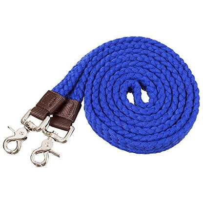 Tough-1 Pro Cotton Roping Rein Royal Blue