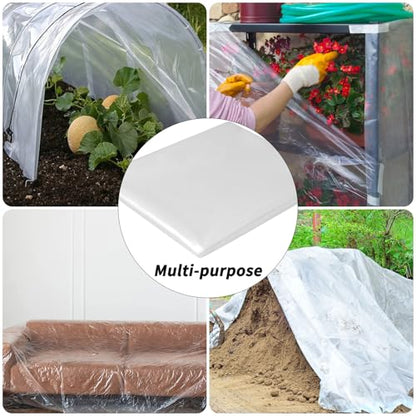 Greenhouse Plastic Sheeting 6.5' x 19.7' 6 Mil, Clear UV Resistant Heavy Duty Polyethylene Film, Thick Greenhouse Cover for Garden, Farm, Agriculture - size: 6.5x19.7 FT