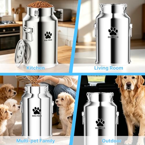 25Lbs Stainless Steel Dog Food Storage Container，Metal Pet Food Storage Container