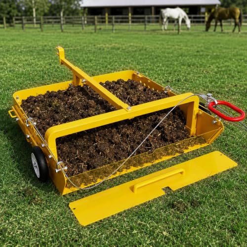 2-in-1 Horse Paddock Cleaner & Tow-Behind Trailer, Heavy Duty Manure Fork & Scoop, Efficient Yard Sweeper for Horse Manure, Drag Collector for Pasture/Yard Easy Cleanup - color: Yellow, size: Wire Drag