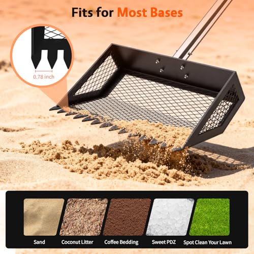 VavoPaw Chicken Poop Scooper,2-in-1 Scoop Shovel&Poop Rake,35-75”Adjustable | Ergonomic Handle Metal Pooper Scooper, Litter Sifting Shovel For Henhouse, Sand, Cattle Shed