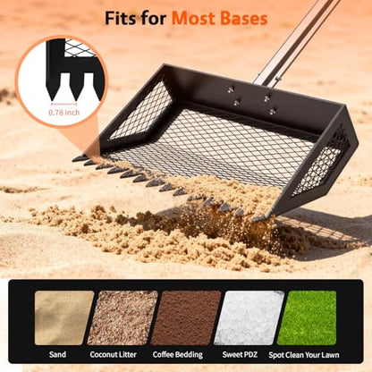 VavoPaw Chicken Poop Scooper,2-in-1 Scoop Shovel&Poop Rake,35-75”Adjustable | Ergonomic Handle Metal Pooper Scooper, Litter Sifting Shovel For Henhouse, Sand, Cattle Shed